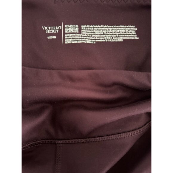 Victoria's Secret Women’s Sz 6 Studio Leggings Pockets Wine Soft Rose Gold Logo - Picture 5 of 8